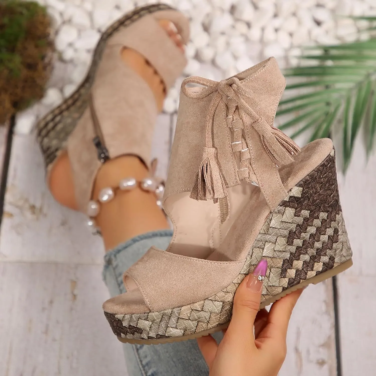 Orthopedic Wedge Sandals for Women Dressy Summer 2025 Open Toe Espadrilles Comfortable Dressy Ankle Strap Platform Boho Beach Shoes Comfortable Casual