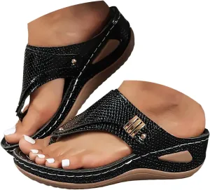 Orthopedic Wedge Sandals for Women Dressy Summer Comfortable Walking 2025 New Flat Open Toe Platform Casual Flip Flops Arch Support Breathable Silppers Beach Slip on Shoes