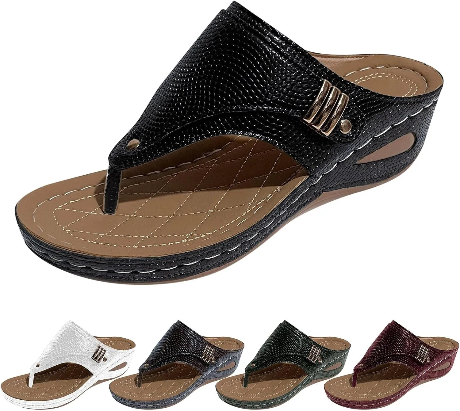 Orthopedic Wedge Sandals for Women Dressy Summer Comfortable Walking 2025 New Flat Open Toe Platform Casual Flip Flops Arch Support Breathable Silppers Beach Slip on Shoes