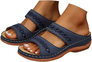 Orthopedic Wedge Sandals for Women Summer Casual Bohemian Open Toe Hollow Out Platform Sandals Comfortable Breathable Fashion Slip on Slippers Beach Vacation Outdoor Casual Shoes