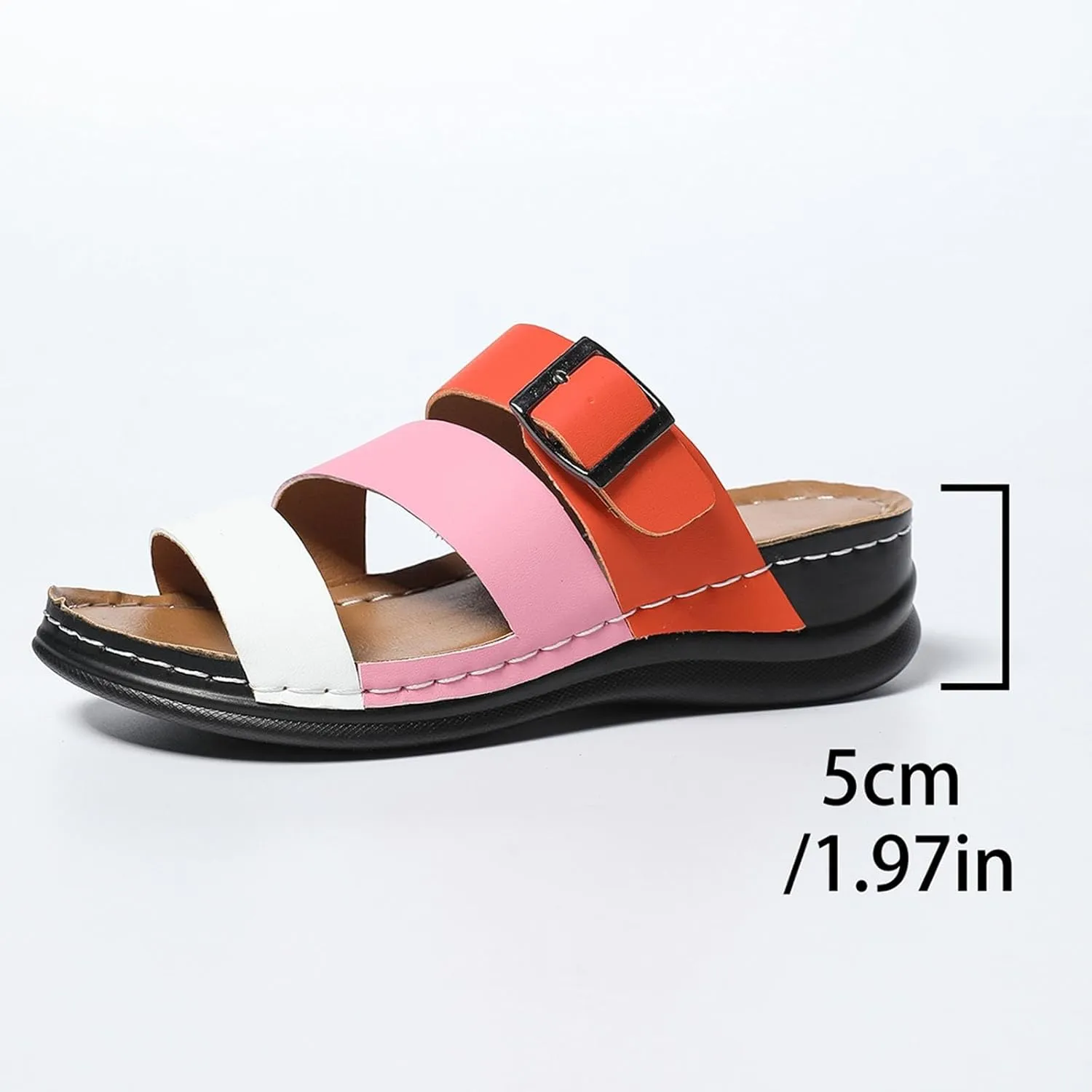 Orthopedic Wedge Sandals with Arch Support Flip Flops for Women 2025 Summer Casual Open Toe Slingback Bohemian Slip On Slippers Wide Width Retro Walking Dress Shoes for Party Casual Beach Vacation