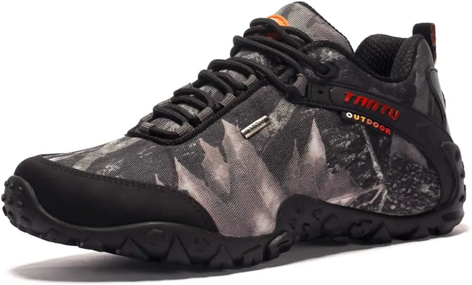Outdoor Camouflage Low-top Hiking Shoes, Waterproof and Wear-Resistant Hiking Camping Boots, Men's Hiking Boots, Rock Climbing Running Shoes (Black 46)