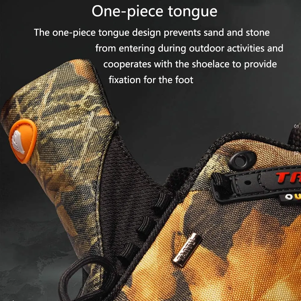 Outdoor Camouflage Low-top Hiking Shoes, Waterproof and Wear-Resistant Hiking Camping Boots, Men's Hiking Boots, Rock Climbing Running Shoes (Black 46)