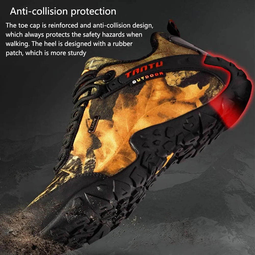 Outdoor Camouflage Low-top Hiking Shoes, Waterproof and Wear-Resistant Hiking Camping Boots, Men's Hiking Boots, Rock Climbing Running Shoes (Black 46)