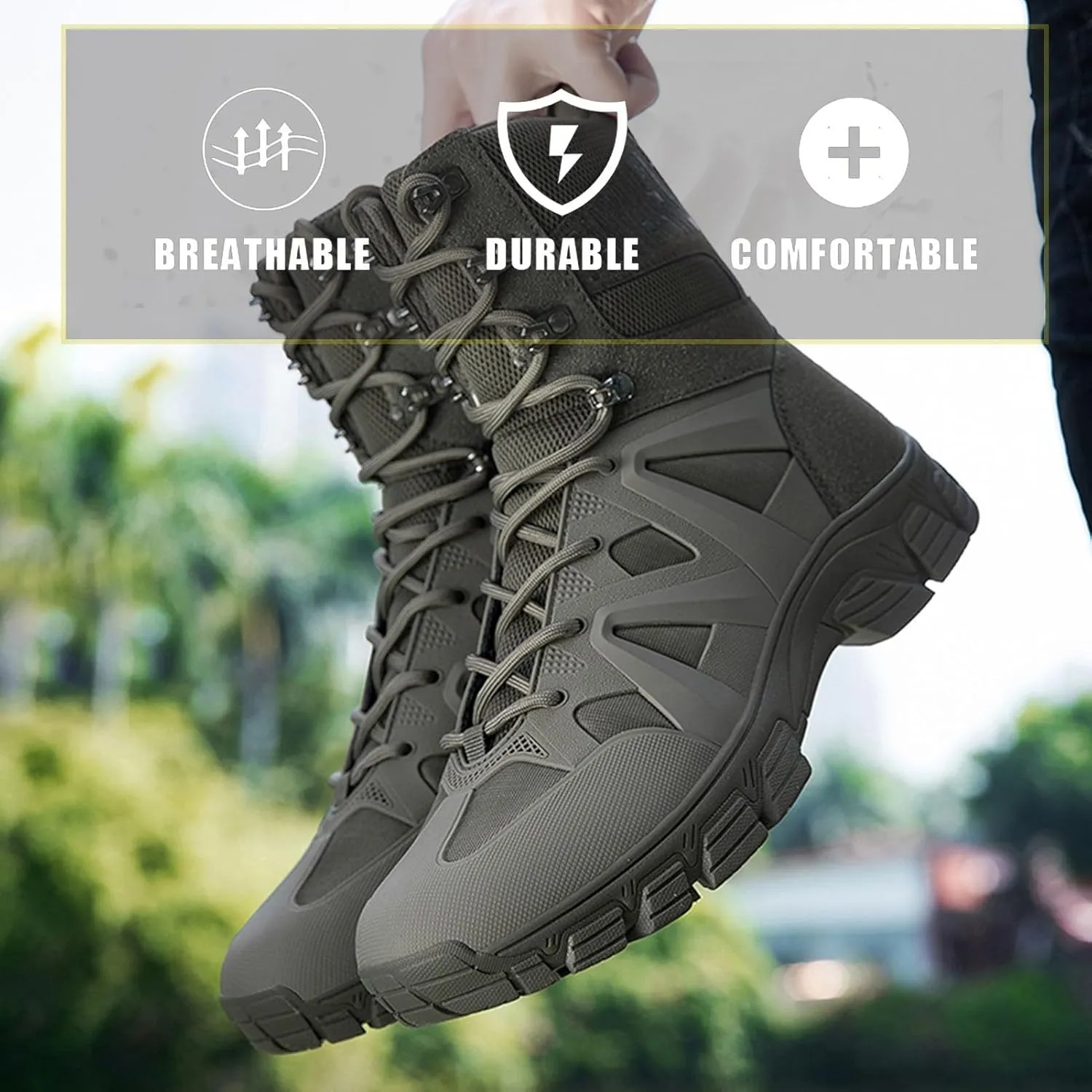 Outdoor Tactical Boots for Men | Waterproof, Lightweight, and Anti-Slip Combat Shoes for Hiking, Work, and Hunting
