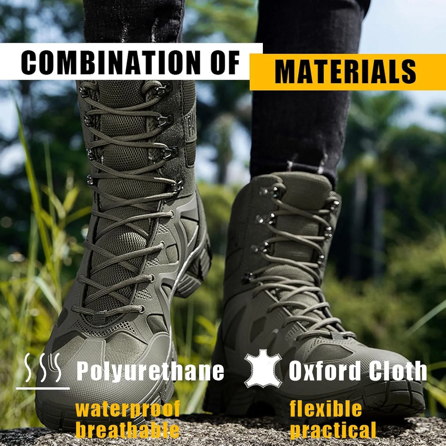 Outdoor Tactical Boots for Men | Waterproof, Lightweight, and Anti-Slip Combat Shoes for Hiking, Work, and Hunting