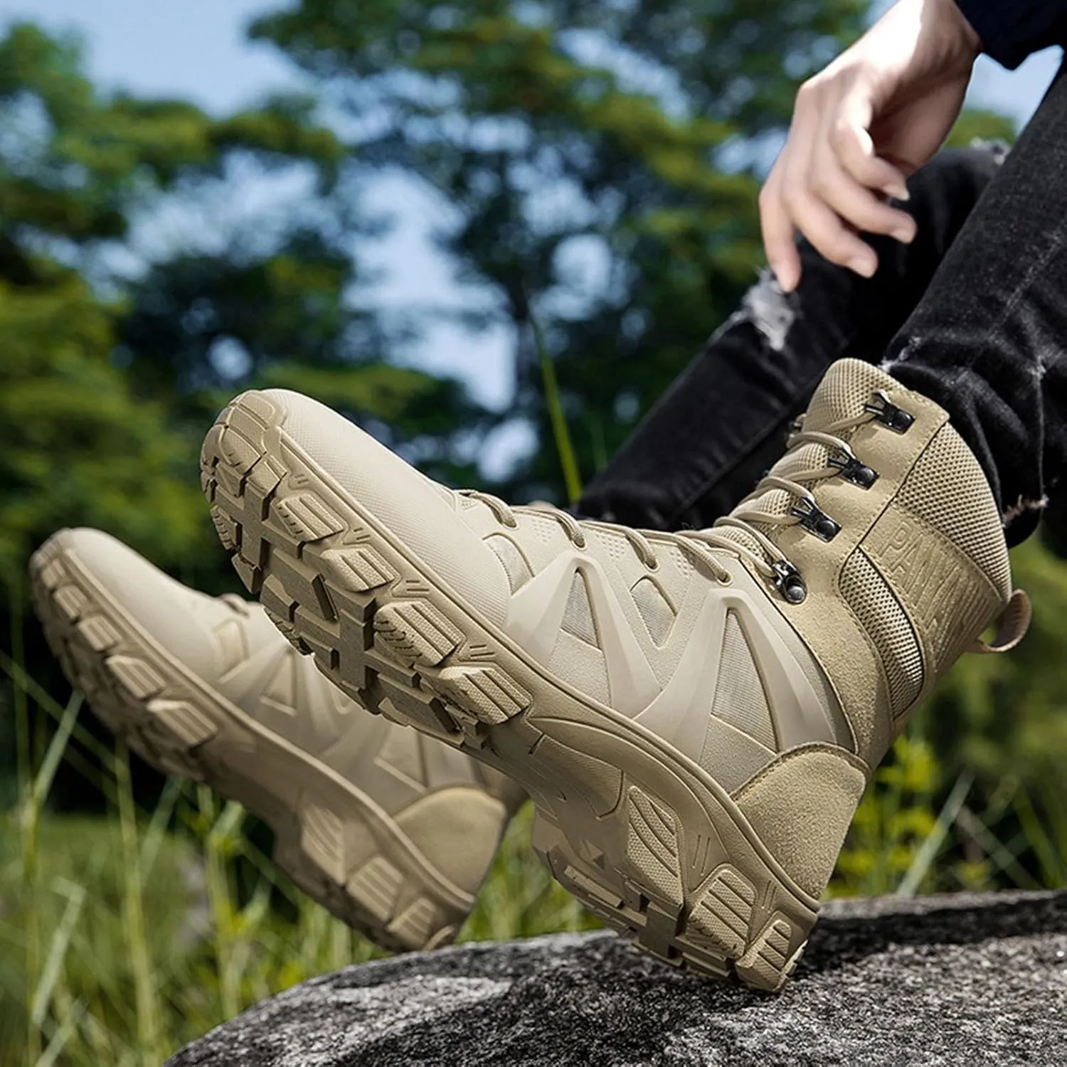 Outdoor Tactical Boots for Men | Waterproof, Lightweight, and Anti-Slip Combat Shoes for Hiking, Work, and Hunting