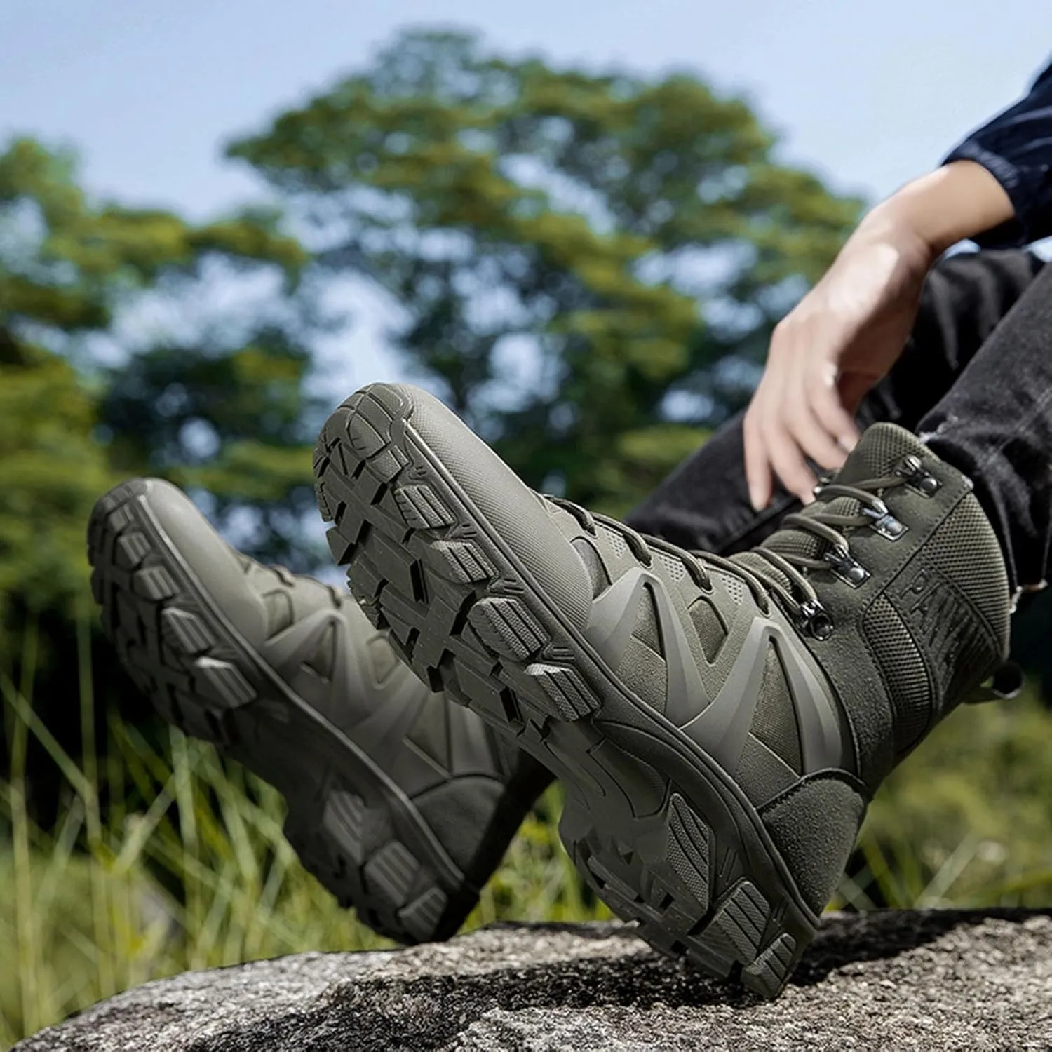 Outdoor Tactical Boots for Men | Waterproof, Lightweight, and Anti-Slip Combat Shoes for Hiking, Work, and Hunting