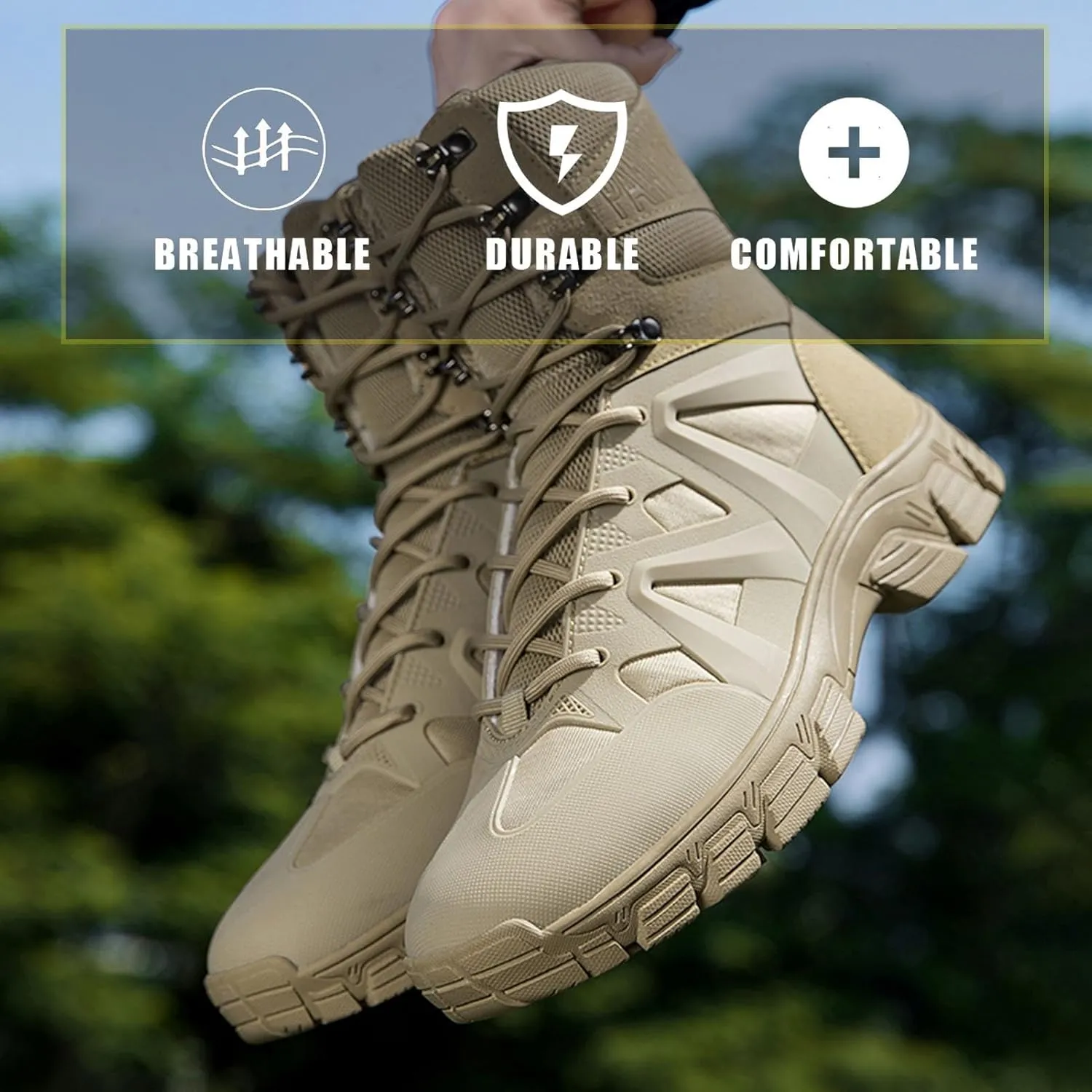 Outdoor Tactical Boots for Men | Waterproof, Lightweight, and Anti-Slip Combat Shoes for Hiking, Work, and Hunting