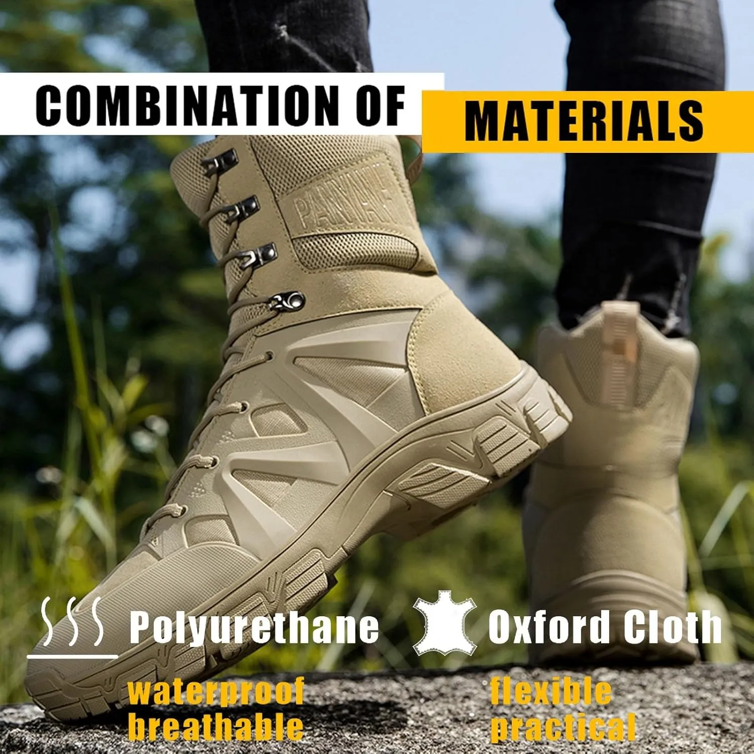 Outdoor Tactical Boots for Men | Waterproof, Lightweight, and Anti-Slip Combat Shoes for Hiking, Work, and Hunting