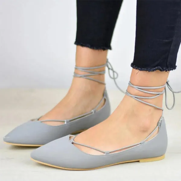 Plain Flat Velvet Criss Cross Point Toe Basic Casual Comfort Flats