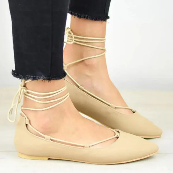 Plain Flat Velvet Criss Cross Point Toe Basic Casual Comfort Flats