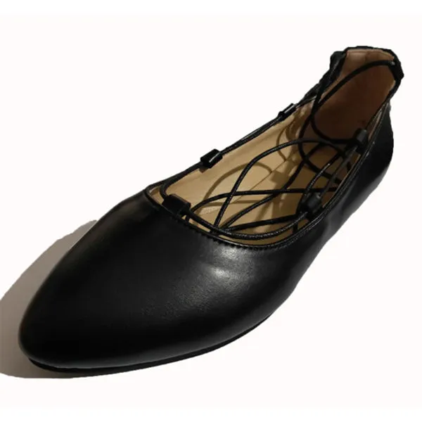 Plain Flat Velvet Criss Cross Point Toe Basic Casual Comfort Flats