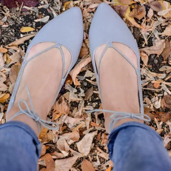 Plain Flat Velvet Criss Cross Point Toe Basic Casual Comfort Flats