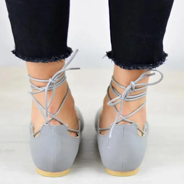 Plain Flat Velvet Criss Cross Point Toe Basic Casual Comfort Flats