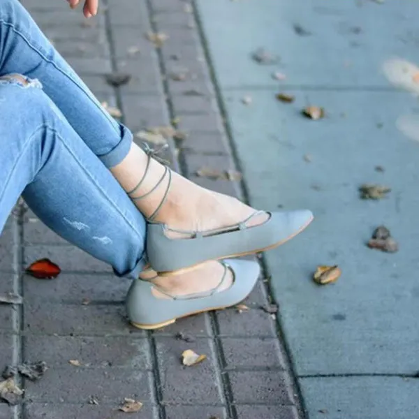 Plain Flat Velvet Criss Cross Point Toe Basic Casual Comfort Flats