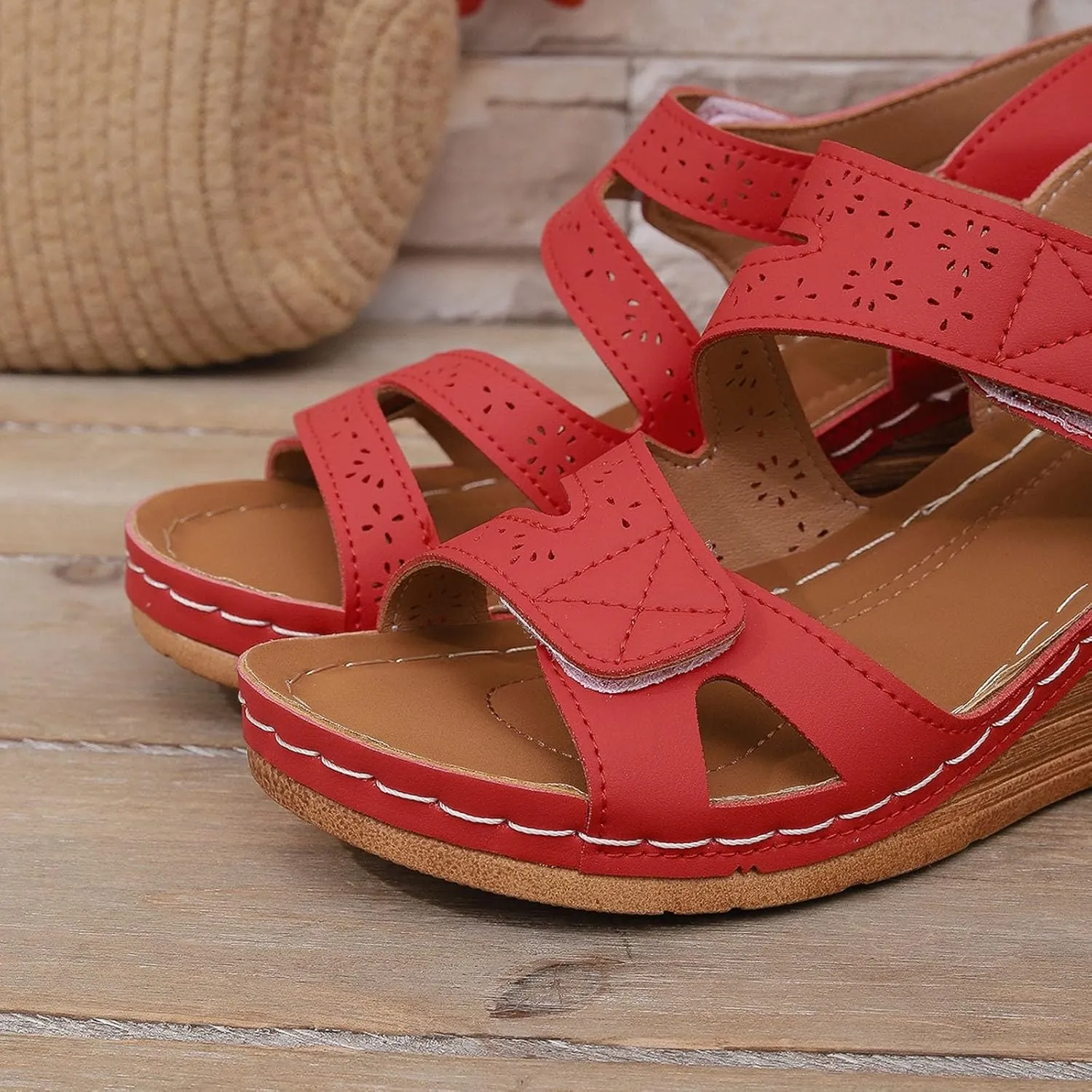 Platform Sandals Women Dressy Summer Comfortable Platform Wedges Open Toe Adjustable Ankle Strap Sandals Slip On Work Sandal for Women Office Summer Shoes Bohemian Sandal