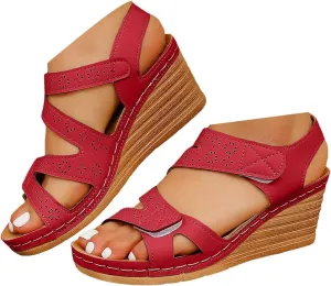 Platform Sandals Women Dressy Summer Comfortable Platform Wedges Open Toe Adjustable Ankle Strap Sandals Slip On Work Sandal for Women Office Summer Shoes Bohemian Sandal