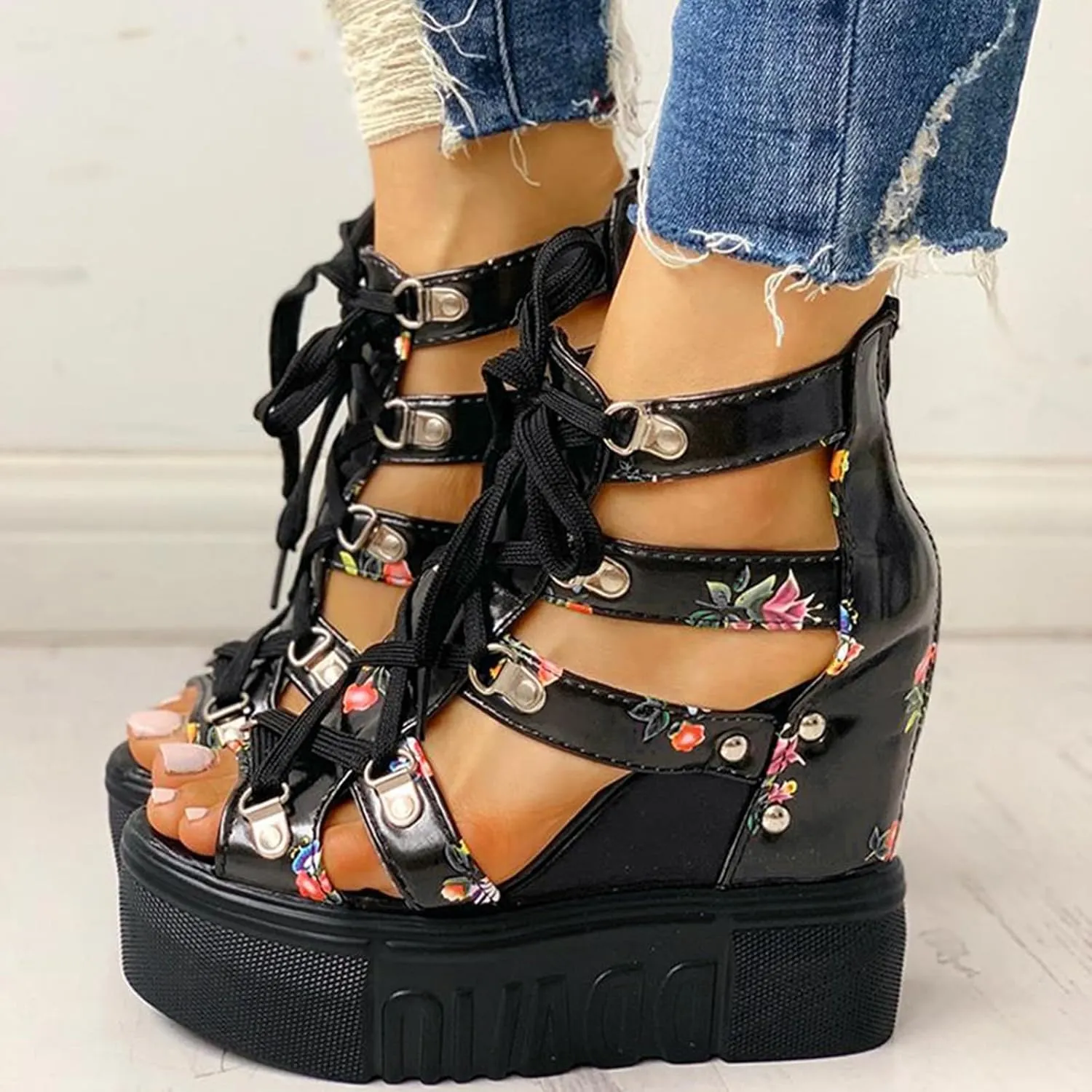 Platform Sandals Women Walking Sandals Women Comfort Arch Support Summer Low Wedges Womens Comfortable Open Toe Sandal