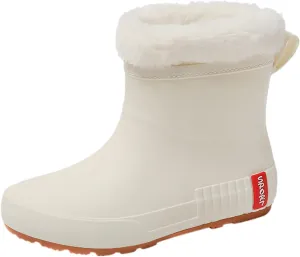Rainboots Boots Women Ankle Rubber Fleec Warm Ankle Boots Non Slip Short Rain Boots Waterproof Ankle Garden Rainboot Tall Rubber Rain Boots