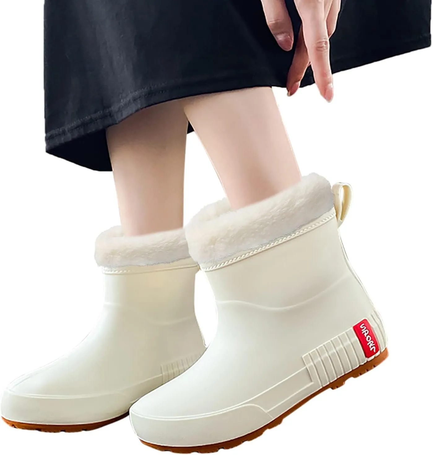 Rainboots Boots Women Ankle Rubber Fleec Warm Ankle Boots Non Slip Short Rain Boots Waterproof Ankle Garden Rainboot Tall Rubber Rain Boots