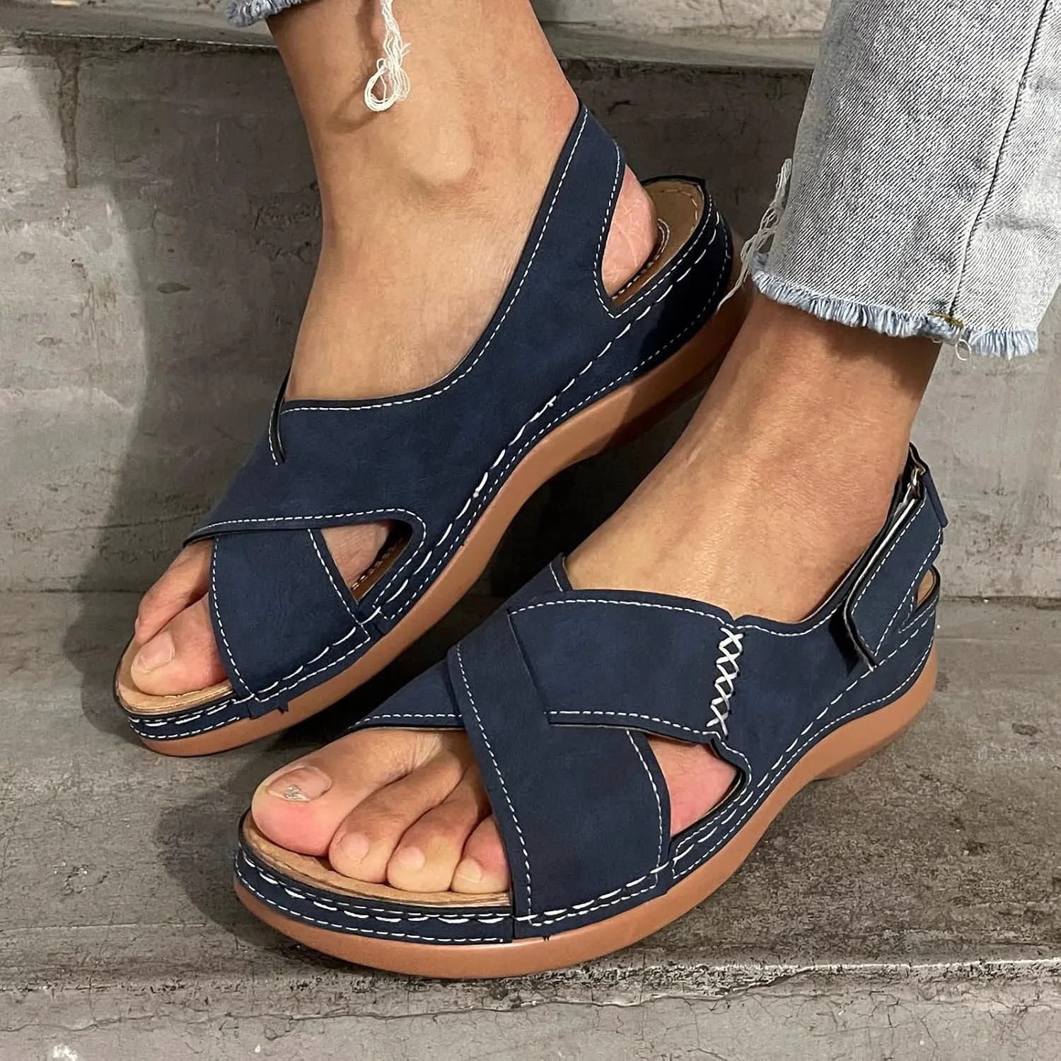 Sandalias OrtopDicas Para Mujer Para Hombre Cute Summer Sandals for Women Summer Shoes for Women 2024 White Summer Wedge Sandals Womens Retro Orthopedic Sneakers Size 7 Womens Dress Sandals Size 8