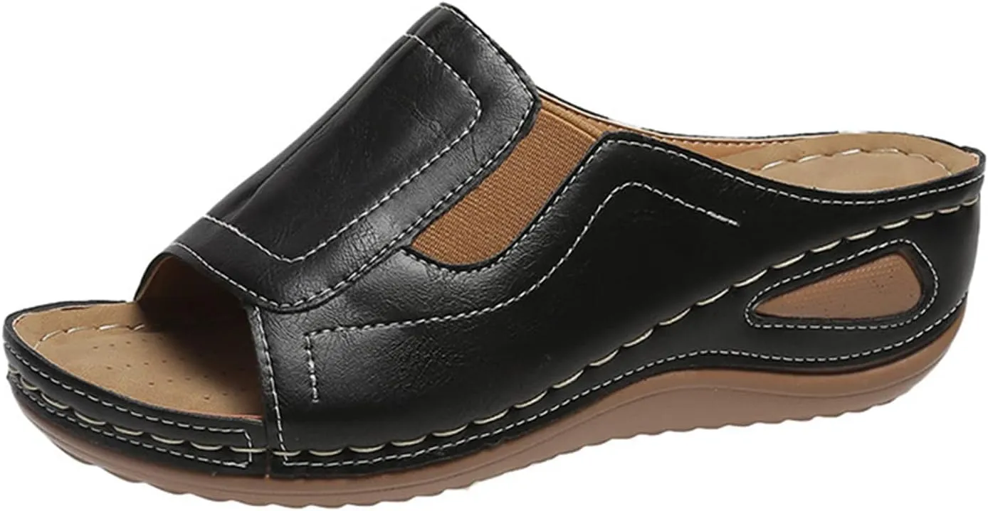 Sandals for Women 2025 Dressy Open-Toed Wedge Elastic Sandals and Slipperss Breathable Platform Shoes