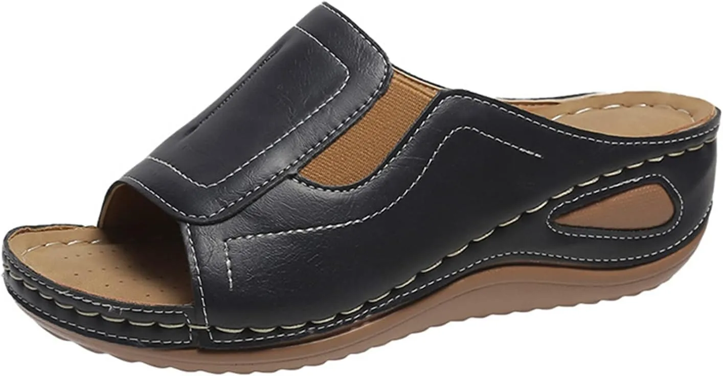 Sandals for Women 2025 Dressy Open-Toed Wedge Elastic Sandals and Slipperss Breathable Platform Shoes