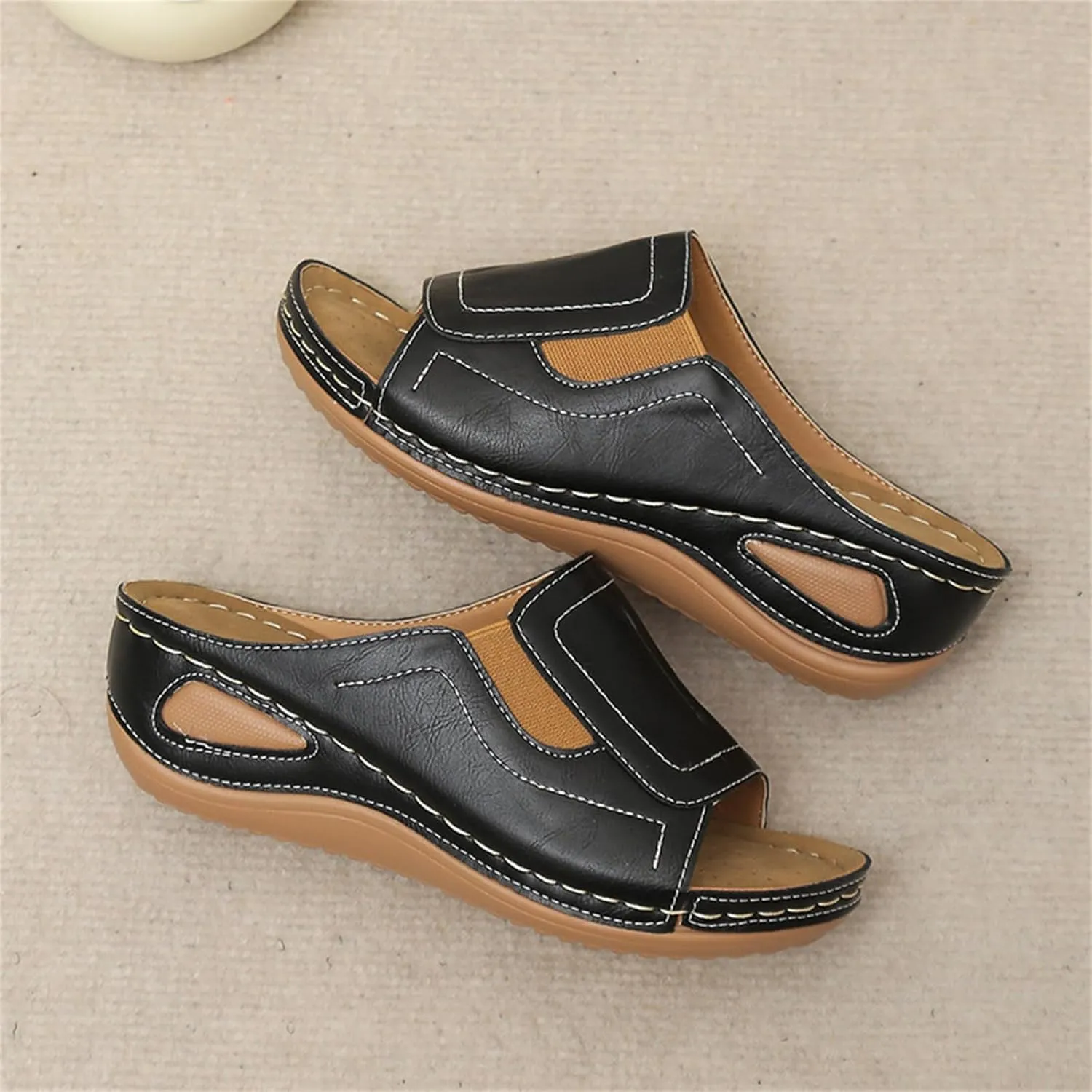 Sandals for Women 2025 Dressy Open-Toed Wedge Elastic Sandals and Slipperss Breathable Platform Shoes