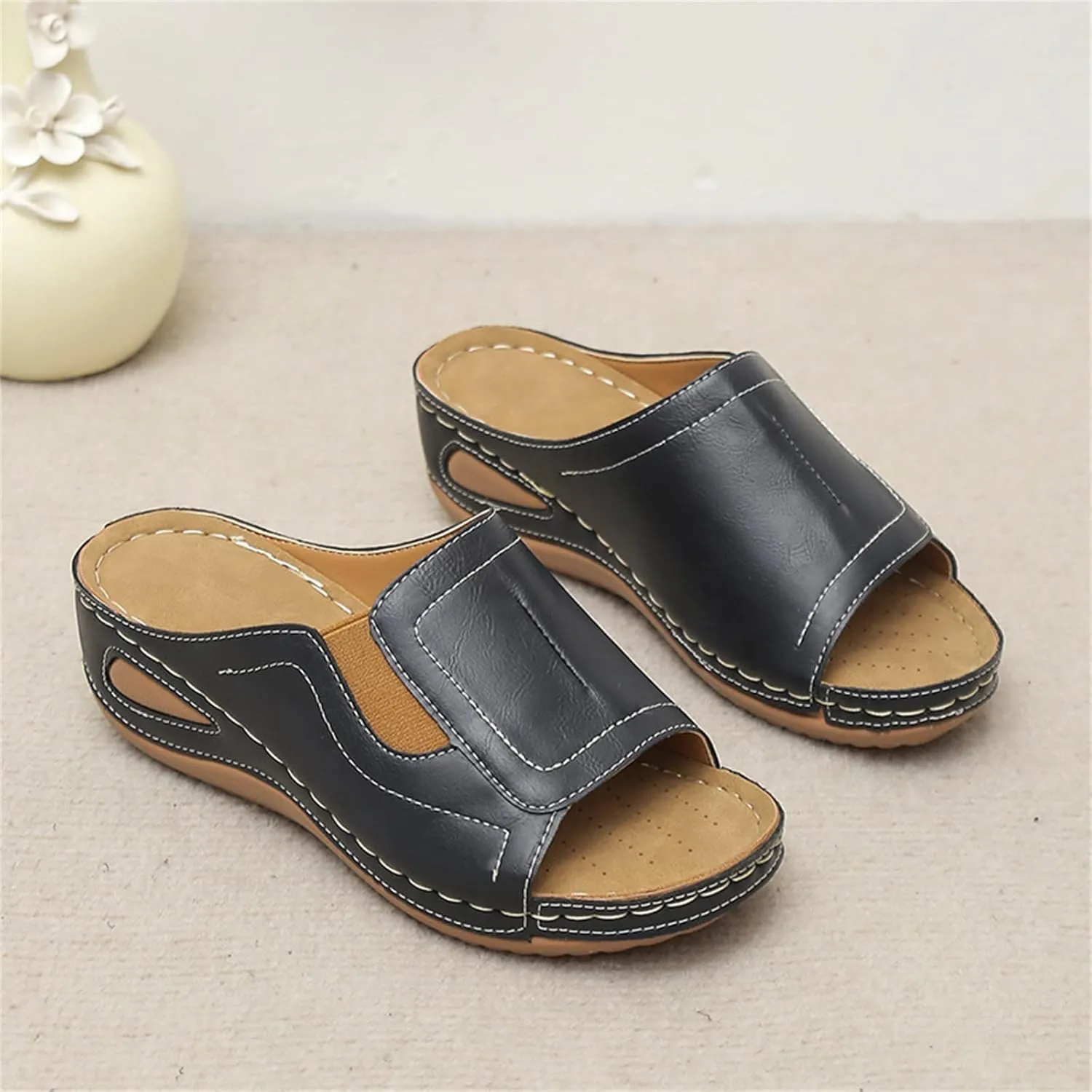Sandals for Women 2025 Dressy Open-Toed Wedge Elastic Sandals and Slipperss Breathable Platform Shoes