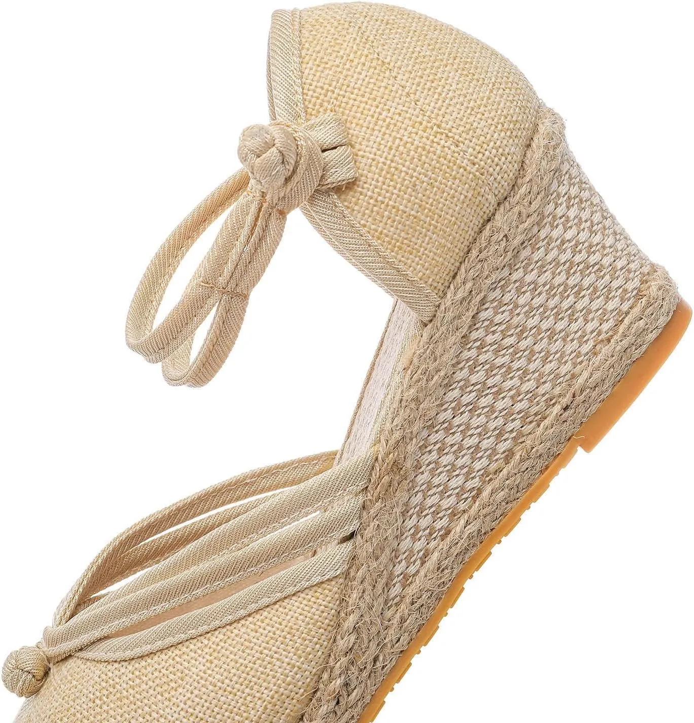 Sandals for Women Dressy Summer Ankle Strap Closed Toe Casual Shoes Linen Buckle Comfortable Breathable Beach Sandal 2025 Wedge Platform Summer Lace Up Outdoor Leisure Espadrille