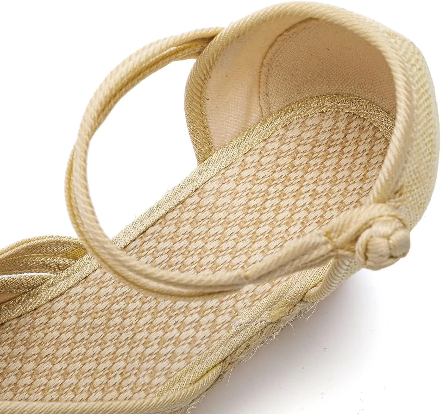 Sandals for Women Dressy Summer Ankle Strap Closed Toe Casual Shoes Linen Buckle Comfortable Breathable Beach Sandal 2025 Wedge Platform Summer Lace Up Outdoor Leisure Espadrille