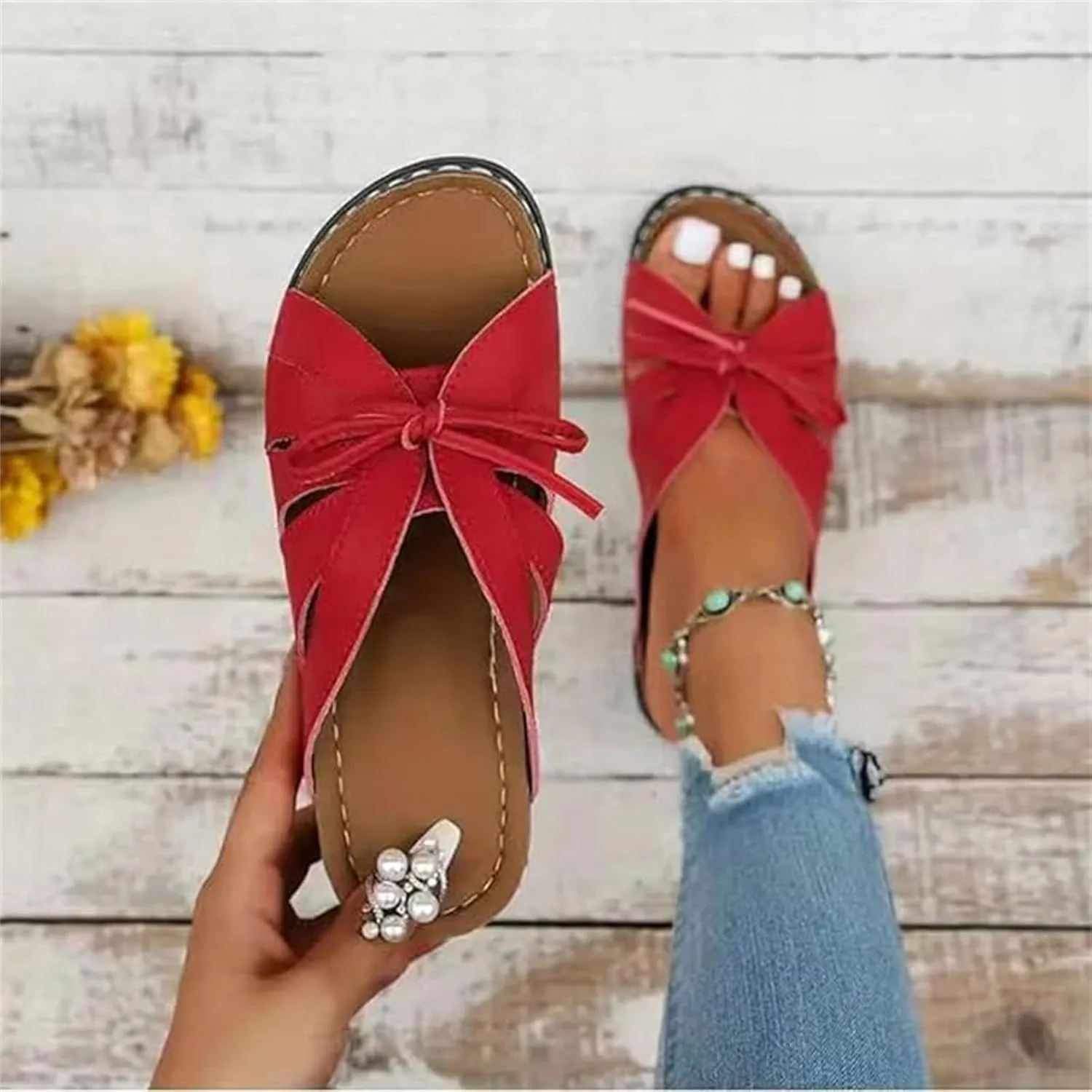 Sandals Women Comfortable Dressy Wedge Sandals Orthopedic Slippers Walking Summer Orthotic Flip Flops with Arch Support