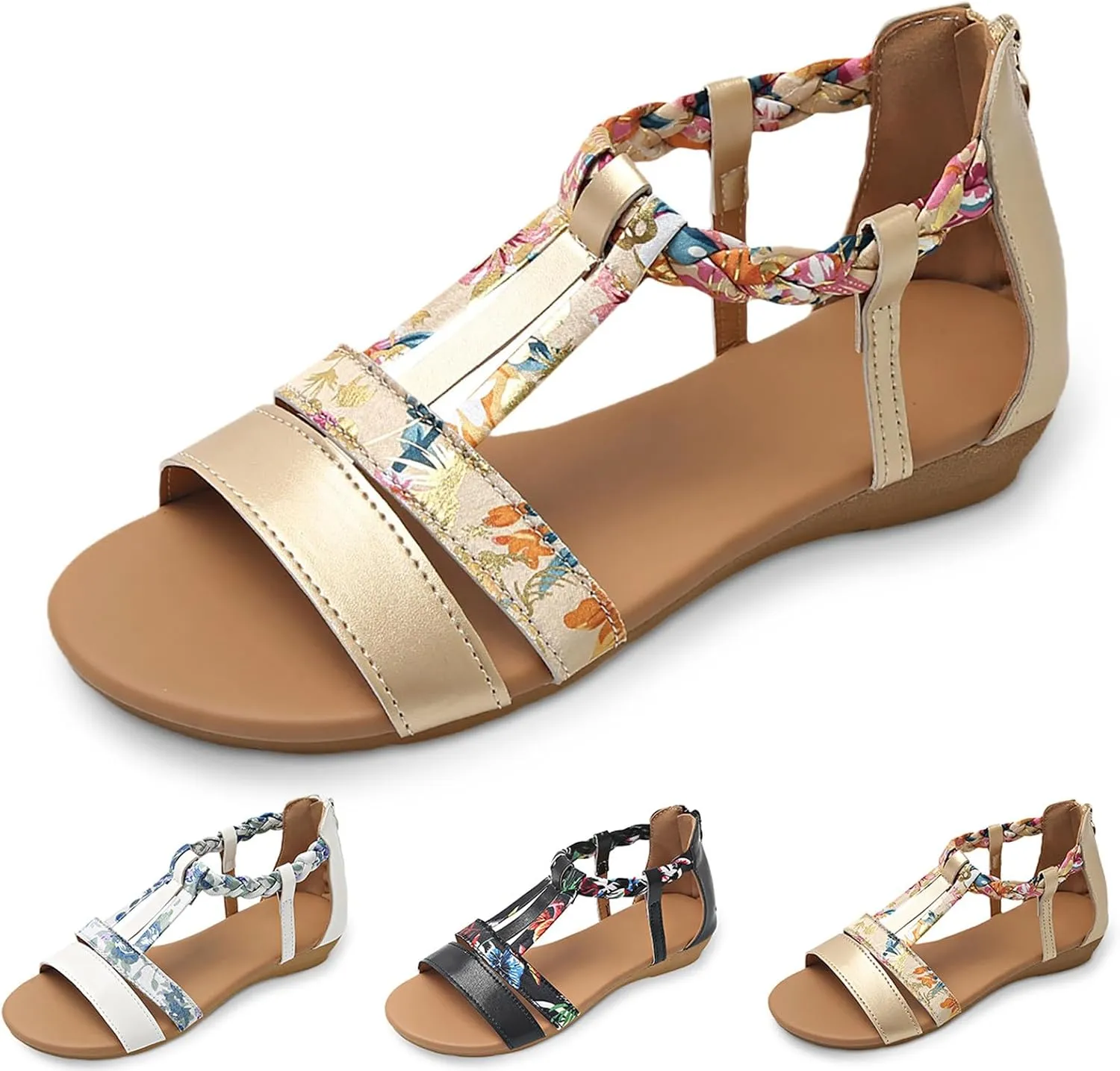 Sandals Women Open Toe Ankle Buckle Sandals Summer Platform Non-slip Sandal Roman Beach Sandal Outdoor Hollow Shoes