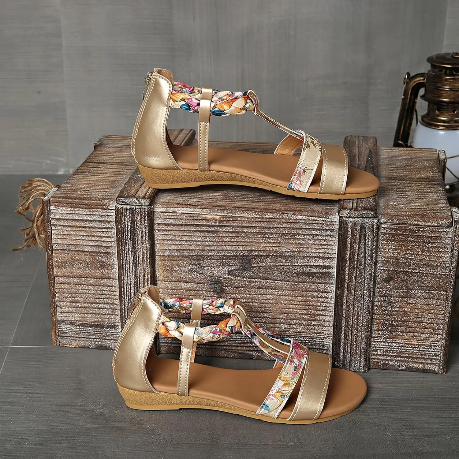 Sandals Women Open Toe Ankle Buckle Sandals Summer Platform Non-slip Sandal Roman Beach Sandal Outdoor Hollow Shoes