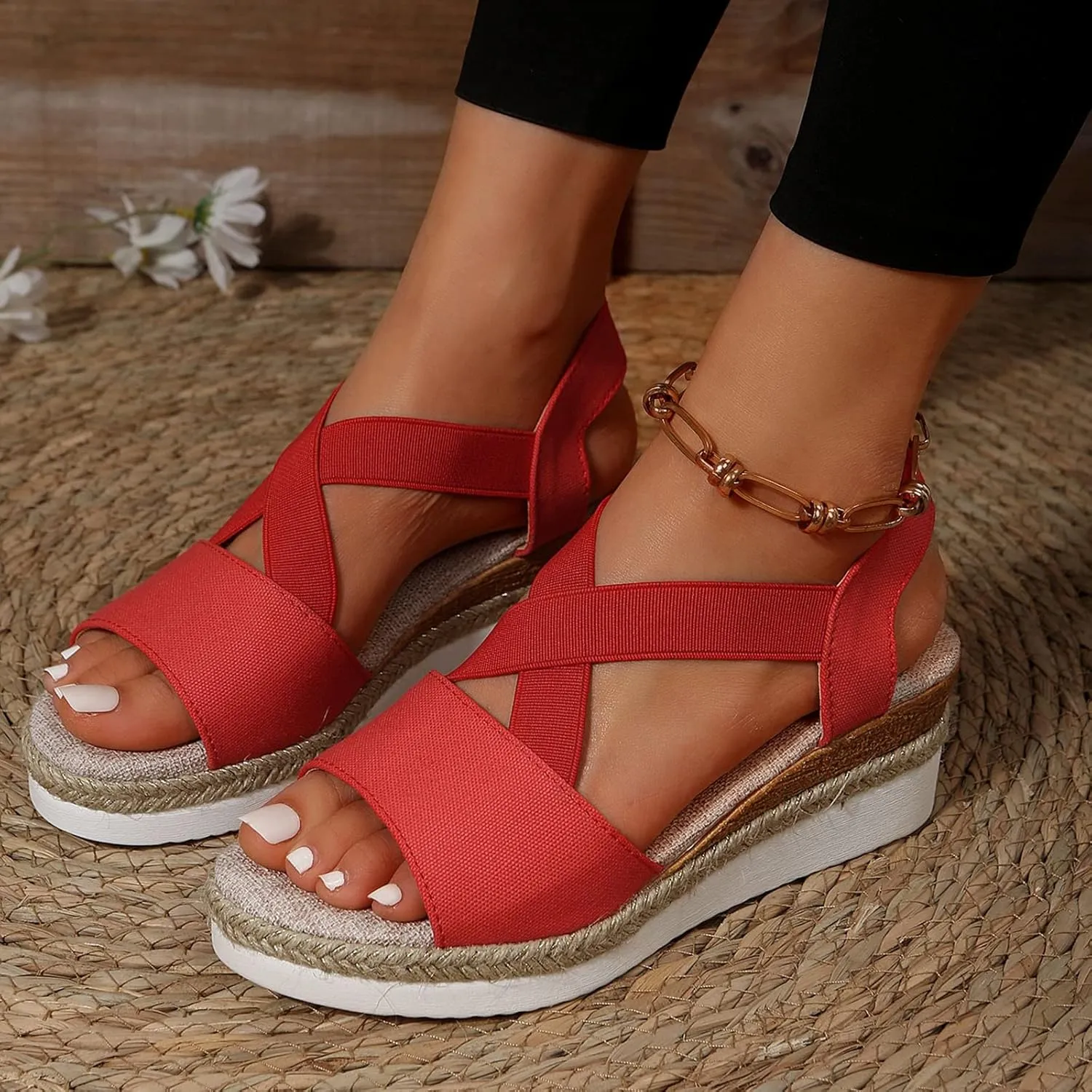 Sandals Womens Platform Sandals Women Slip on Orthopedic Arch Support Outdoor Camping Walking Ankle Strap