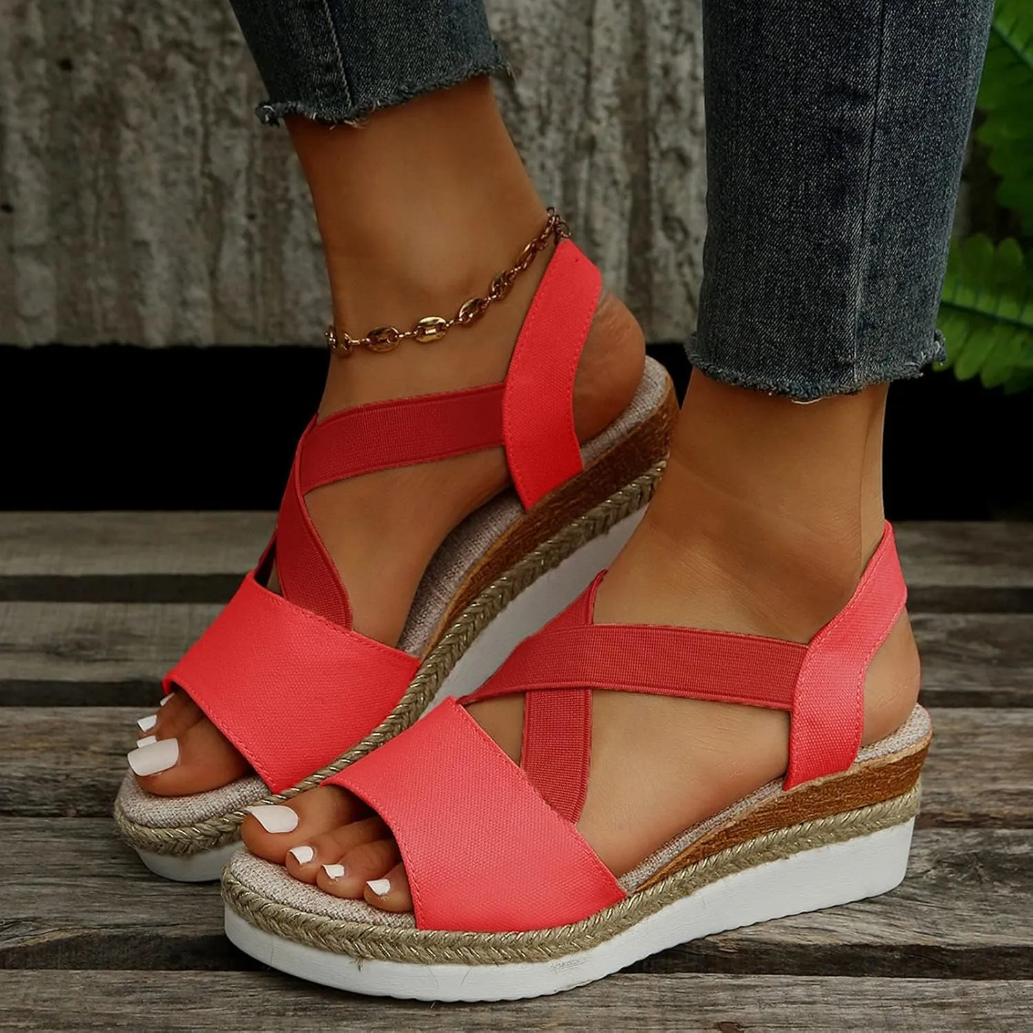 Sandals Womens Platform Sandals Women Slip on Orthopedic Arch Support Outdoor Camping Walking Ankle Strap