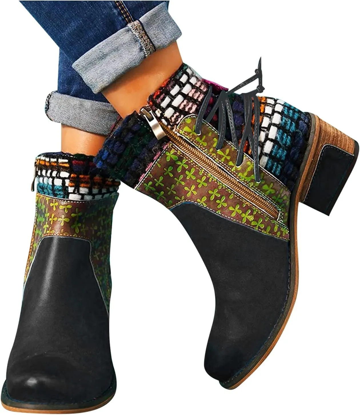 SBGMoSJ Ankle Boots Wedge for Women Leather High Heel Ankle Boots for Women Sexy Blowfish Wedge Booties for Women Short Brown Winter Boots for Women Botas Para Mujer Elegantes Bajitas