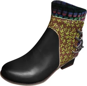 SBGMoSJ Ankle Boots Wedge for Women Leather High Heel Ankle Boots for Women Sexy Blowfish Wedge Booties for Women Short Brown Winter Boots for Women Botas Para Mujer Elegantes Bajitas