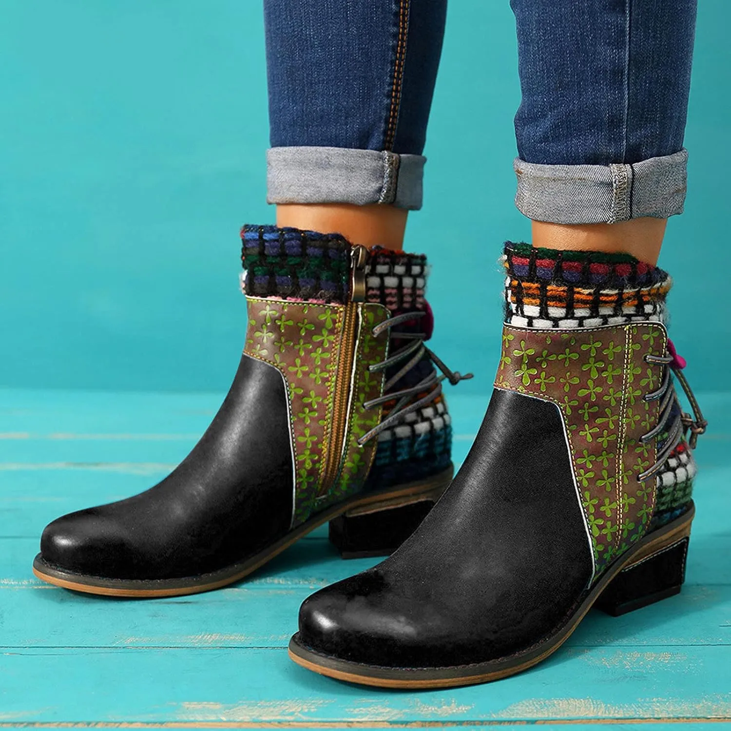 SBGMoSJ Ankle Boots Wedge for Women Leather High Heel Ankle Boots for Women Sexy Blowfish Wedge Booties for Women Short Brown Winter Boots for Women Botas Para Mujer Elegantes Bajitas