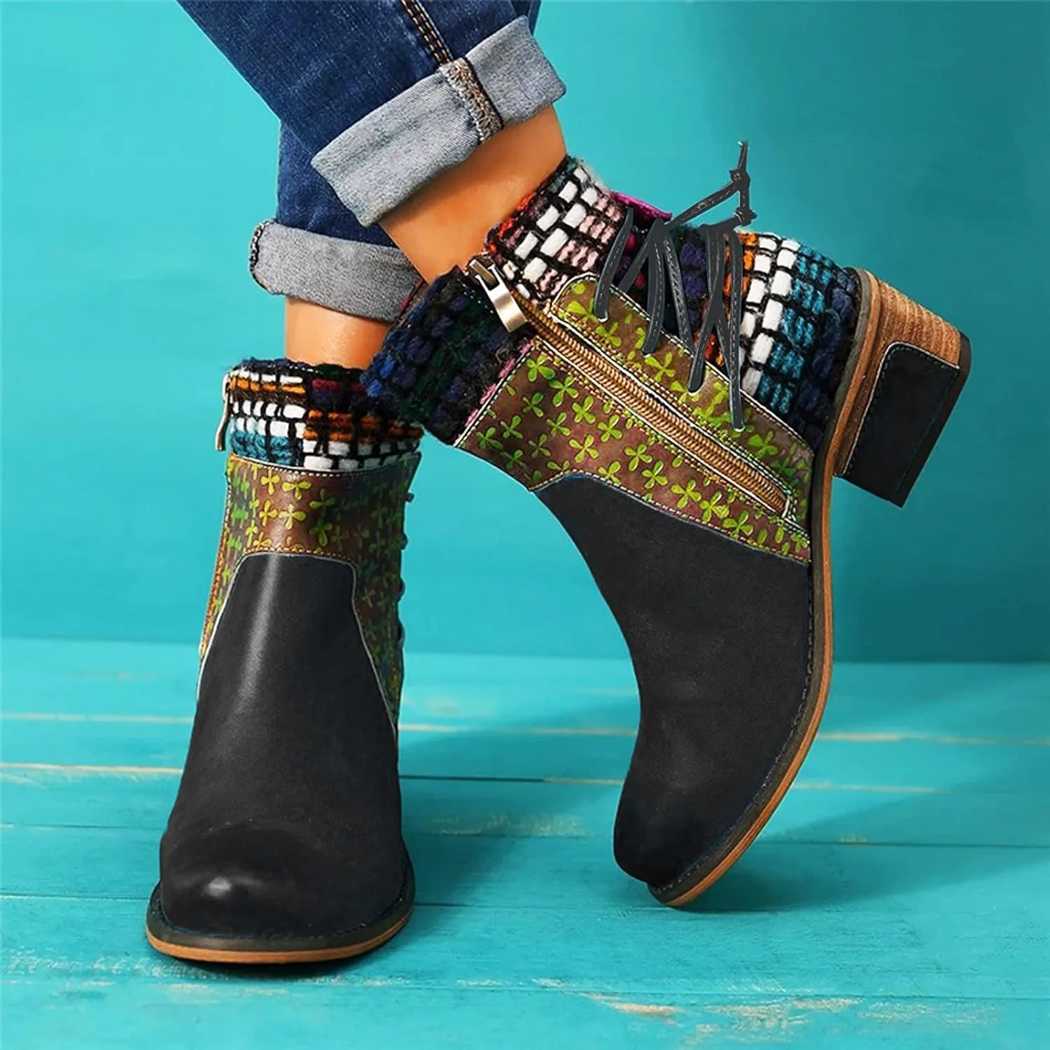 SBGMoSJ Ankle Boots Wedge for Women Leather High Heel Ankle Boots for Women Sexy Blowfish Wedge Booties for Women Short Brown Winter Boots for Women Botas Para Mujer Elegantes Bajitas