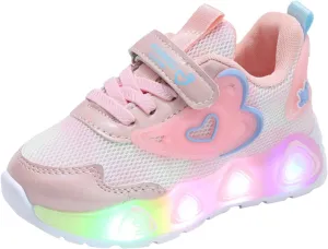 Sneakers for Girls Light Up Breathable Running Cute Shoes Anti-Slip Lace Up Girls Walking Sports Shoes Kids Sneakers