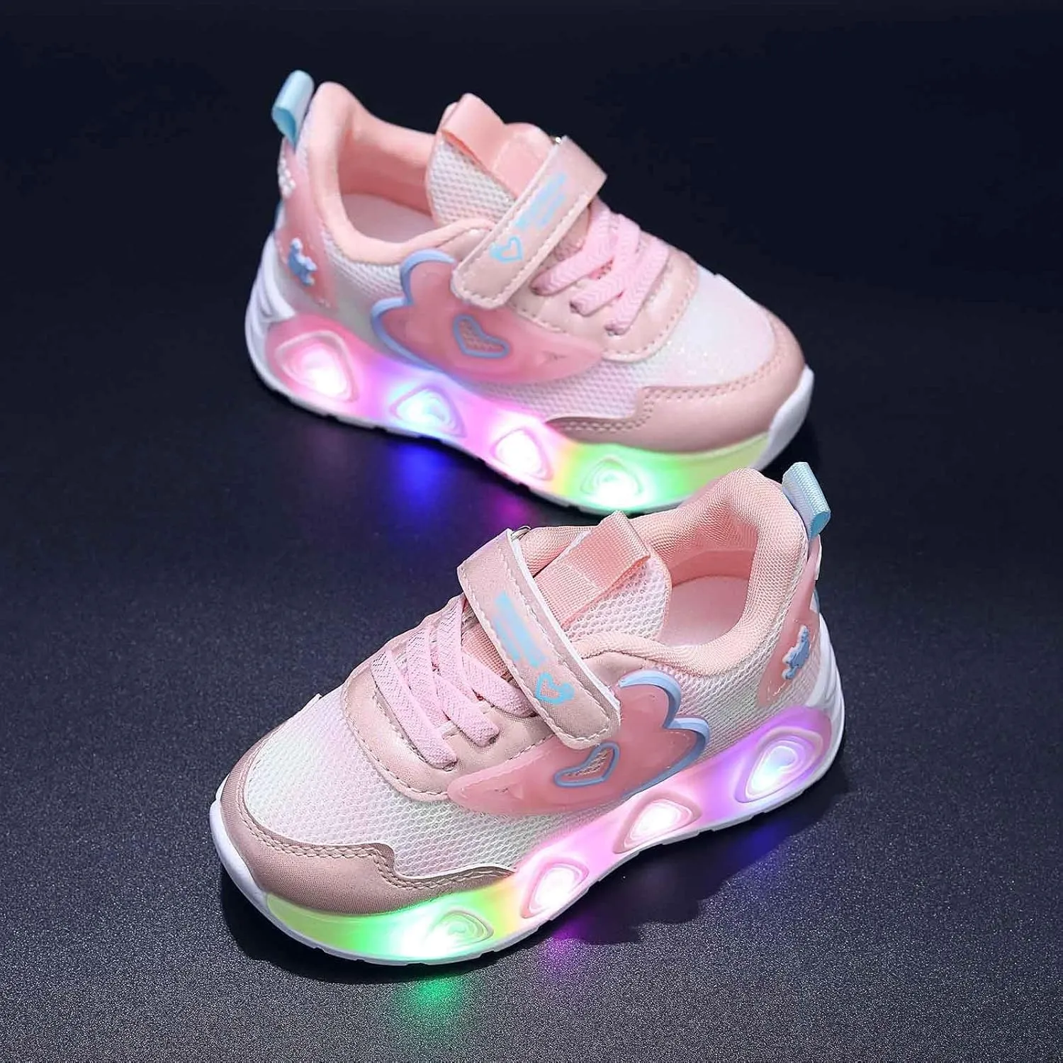 Sneakers for Girls Light Up Breathable Running Cute Shoes Anti-Slip Lace Up Girls Walking Sports Shoes Kids Sneakers