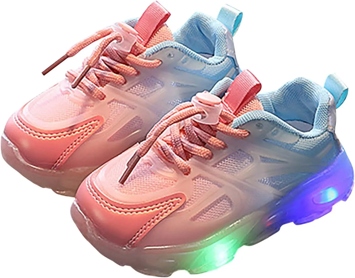 Sneakers for Girls Light Up Breathable Running Cute Shoes Gradient Color Anti-Slip Lace Up Girls Walking Sports Shoes