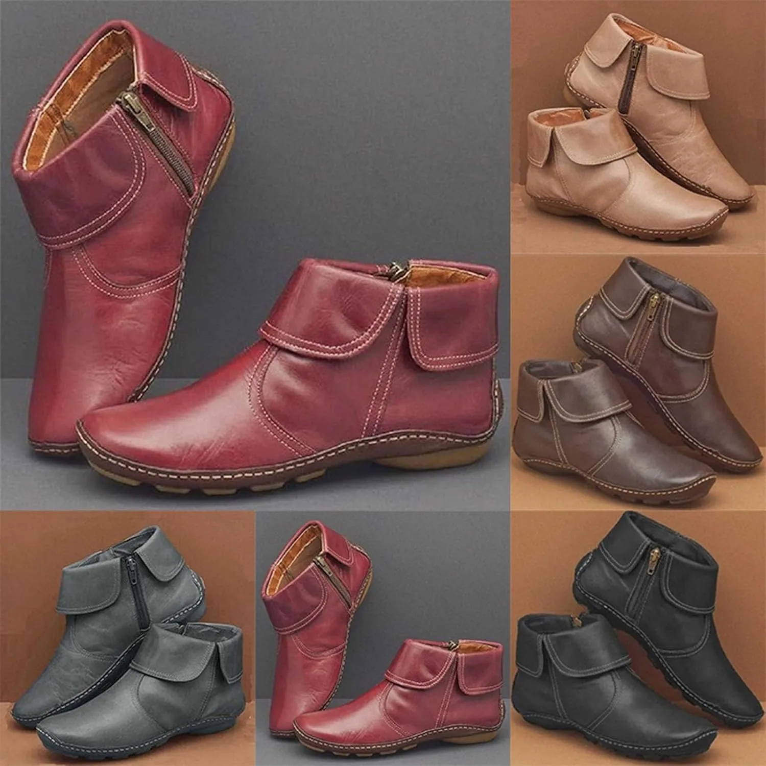 Snow Boots for Women Ankle Women Ankle Booties Boots for Women Brown Wedge Bootie for Women Comfortable Indoor and Outdoor Soft Sole Fashion Slip on Pointed Toe Chunky Stacked Heel