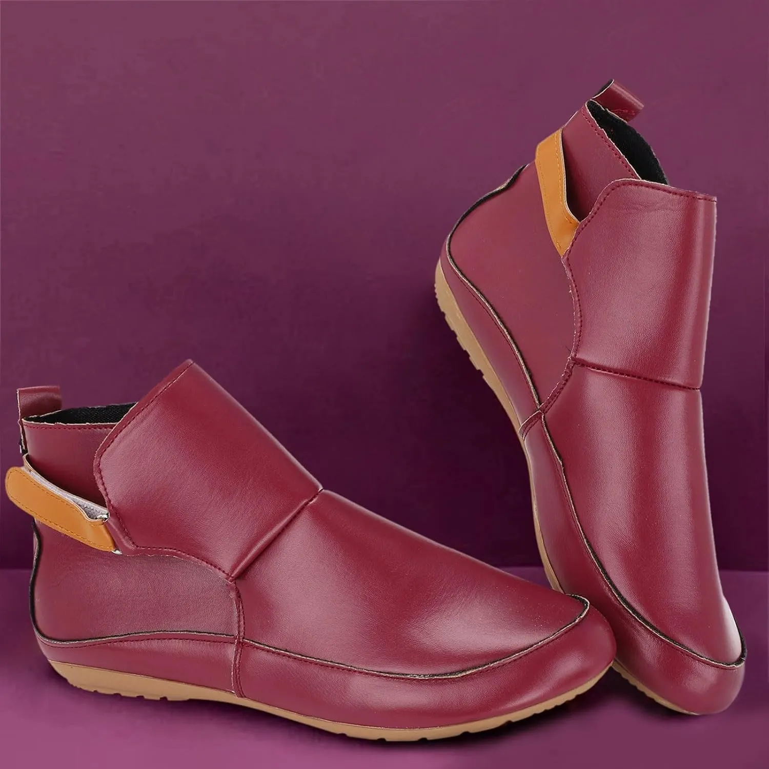 Snow Boots for Women Ankle Women Ankle Booties Boots for Women Brown Wedge Bootie for Women Comfortable Indoor and Outdoor Soft Sole Fashion Slip on Pointed Toe Chunky Stacked Heel