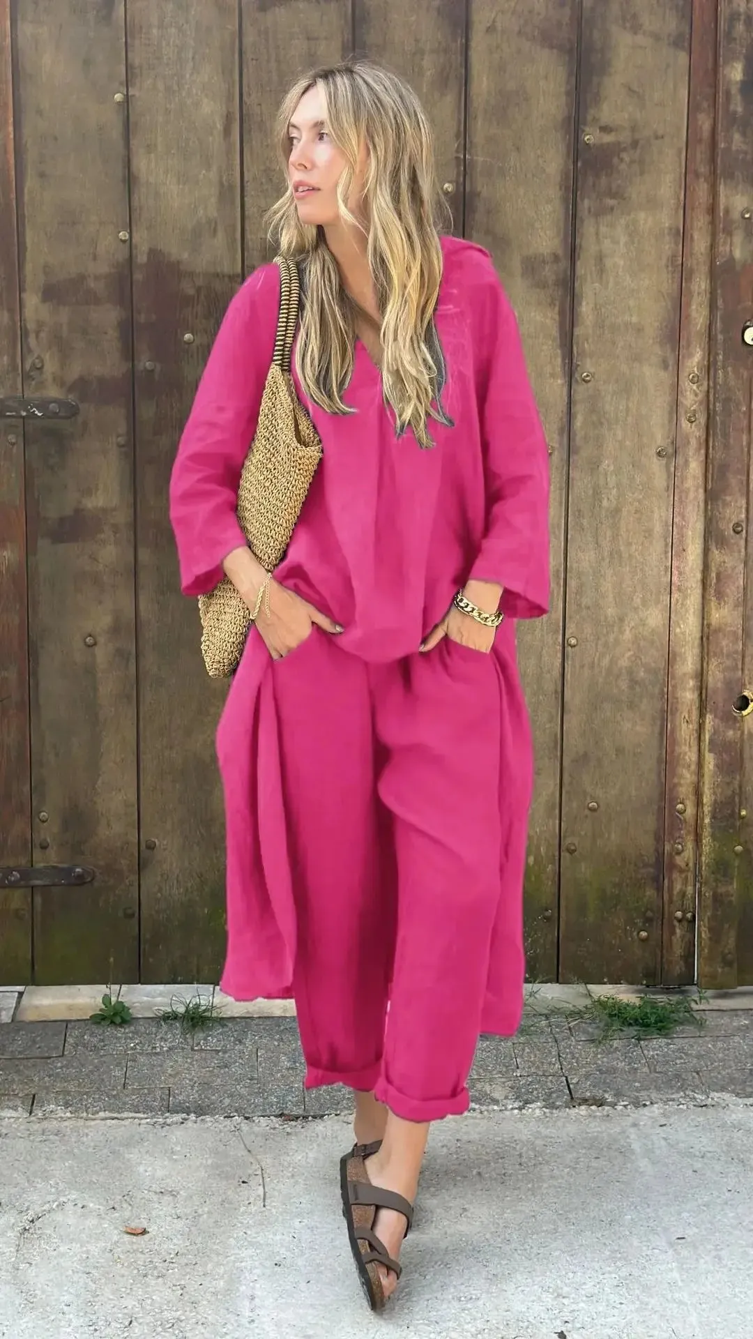 Solura  V-Neck Cotton Two-Piece Set