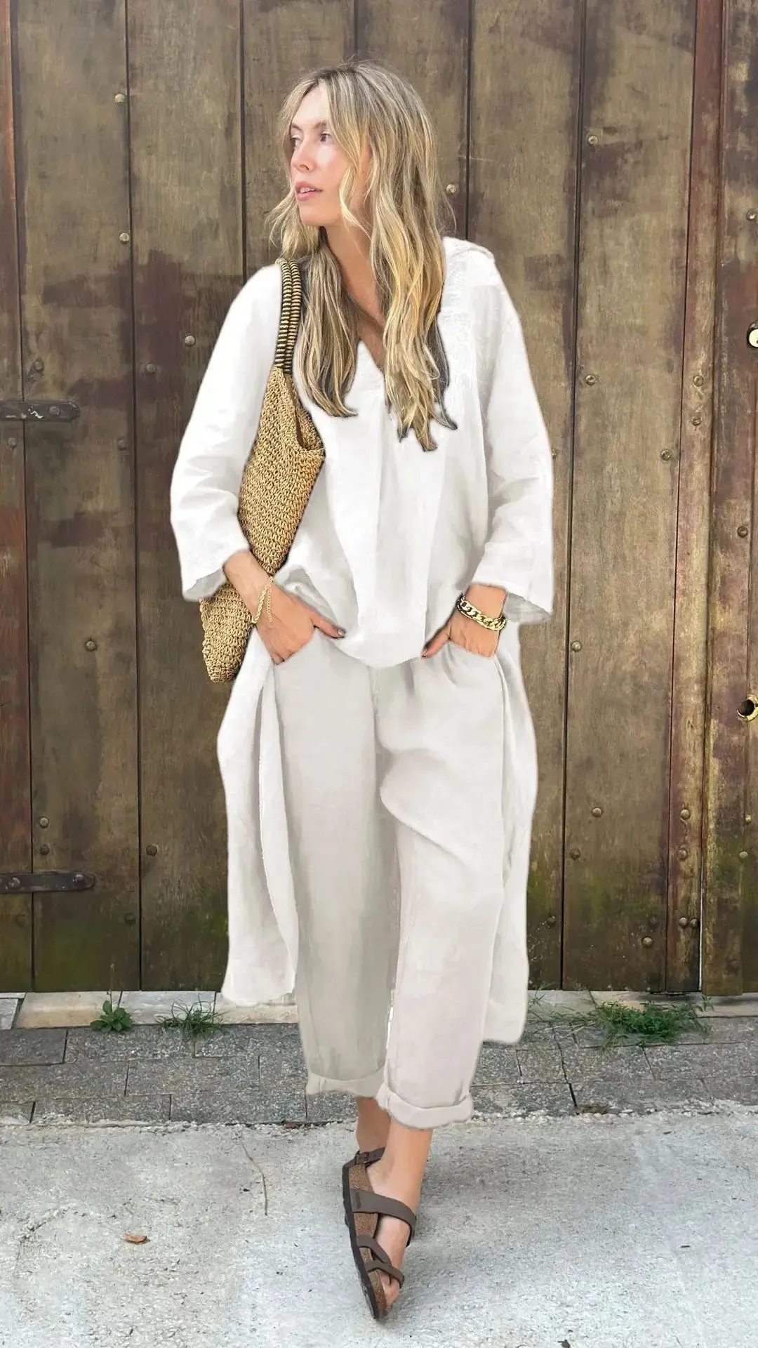 Solura  V-Neck Cotton Two-Piece Set