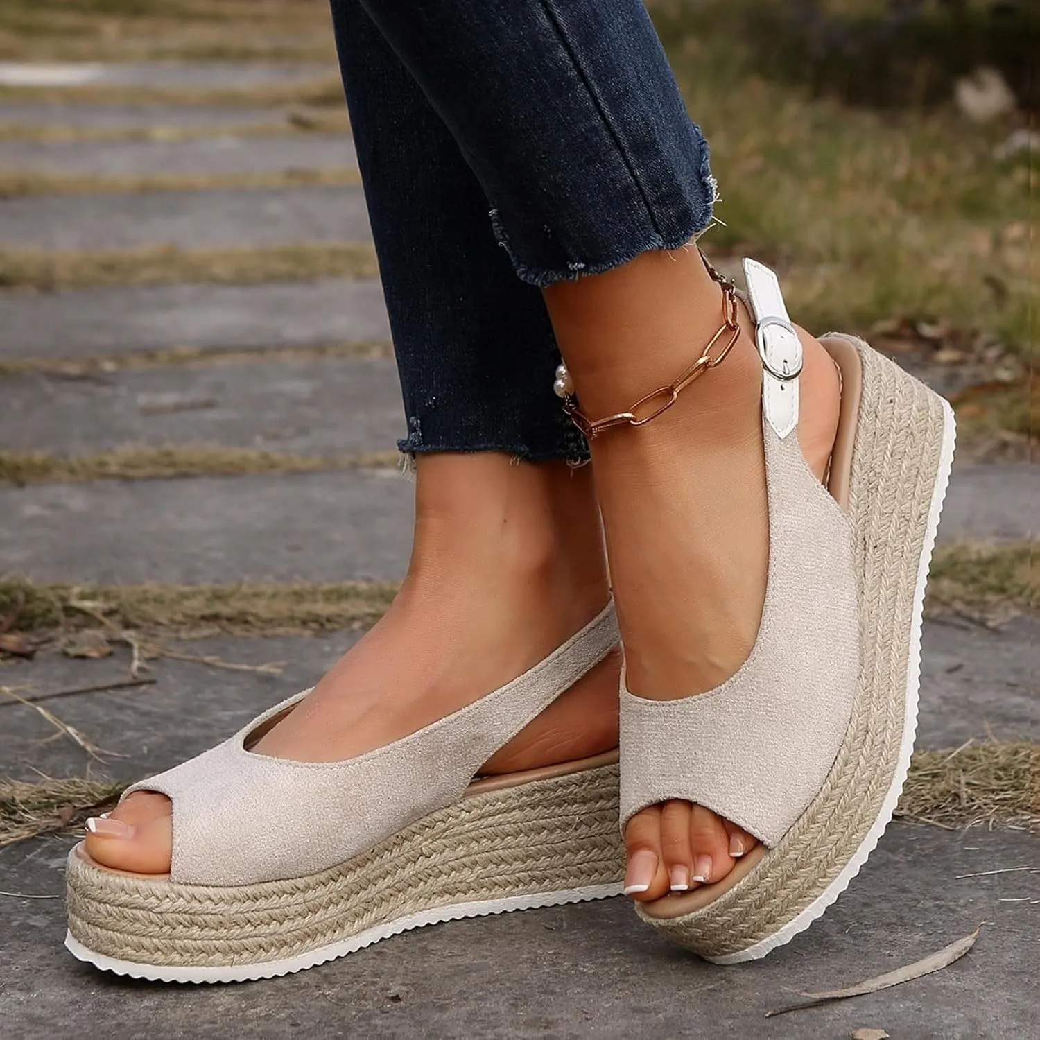 Summer Sandals for Women 2025 Orthopedic Open Toe Platform Sandal Womens Wedges Heels Dressy Walking Slippers with Arch Support Wedge Ankle Strap Casual Comfortable