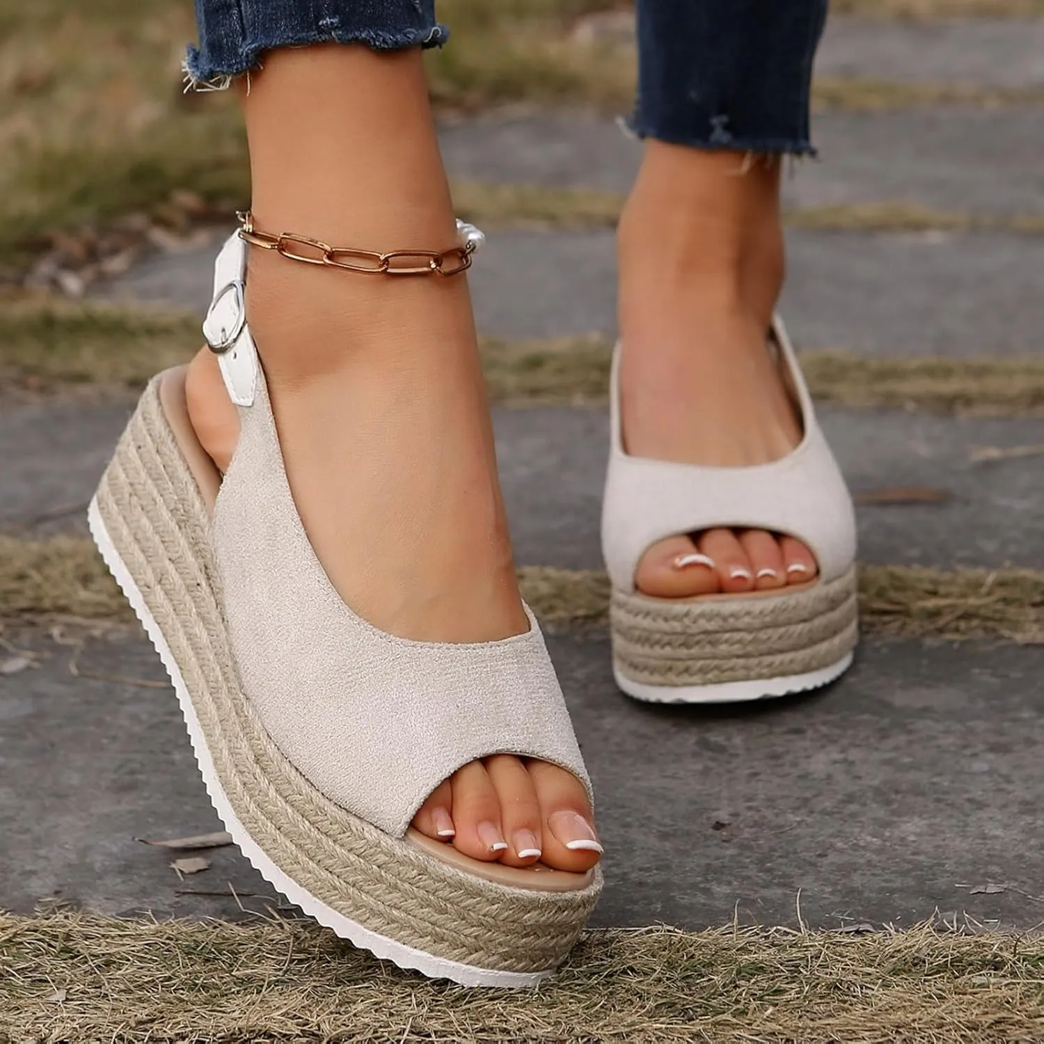 Summer Sandals for Women 2025 Orthopedic Open Toe Platform Sandal Womens Wedges Heels Dressy Walking Slippers with Arch Support Wedge Ankle Strap Casual Comfortable